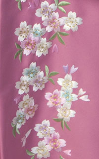 ピンク縦桜刺繍