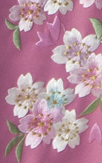 ピンク縦桜刺繍