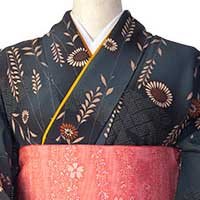 みみつ濃緑花柄