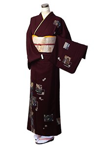 濃えんじ柄