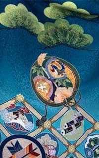 黄緑被布に青緑